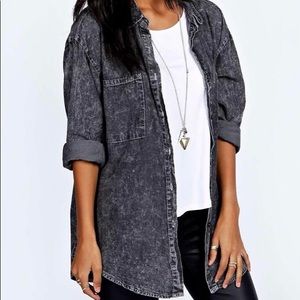 Sarah acid wash oversized denim shirt